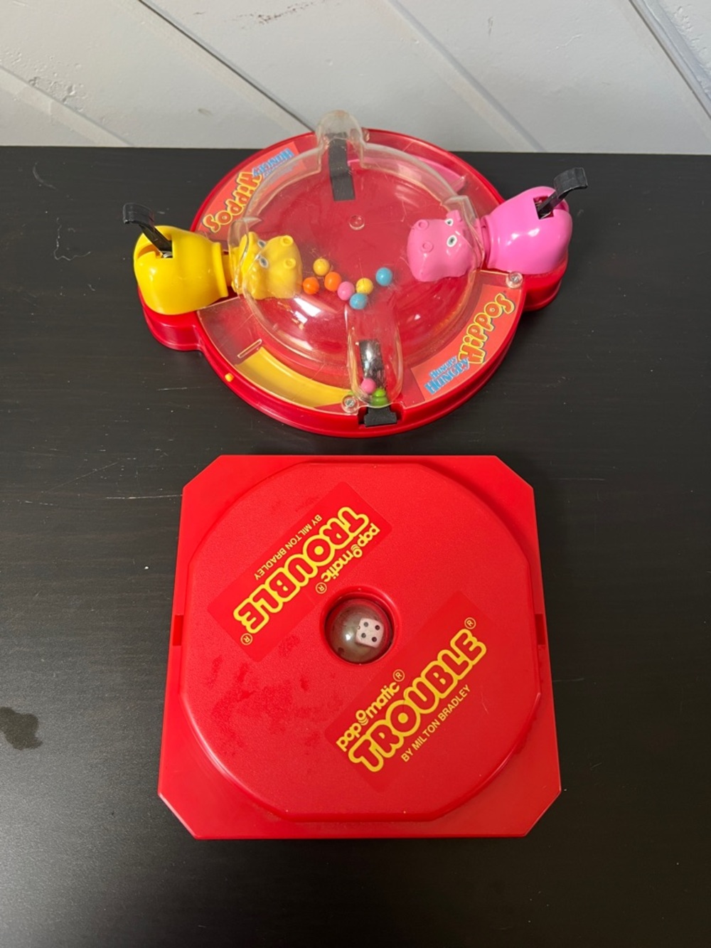 Vintage Milton Bradley Hungry Hippo & Trouble Hand Held Travel Board Games